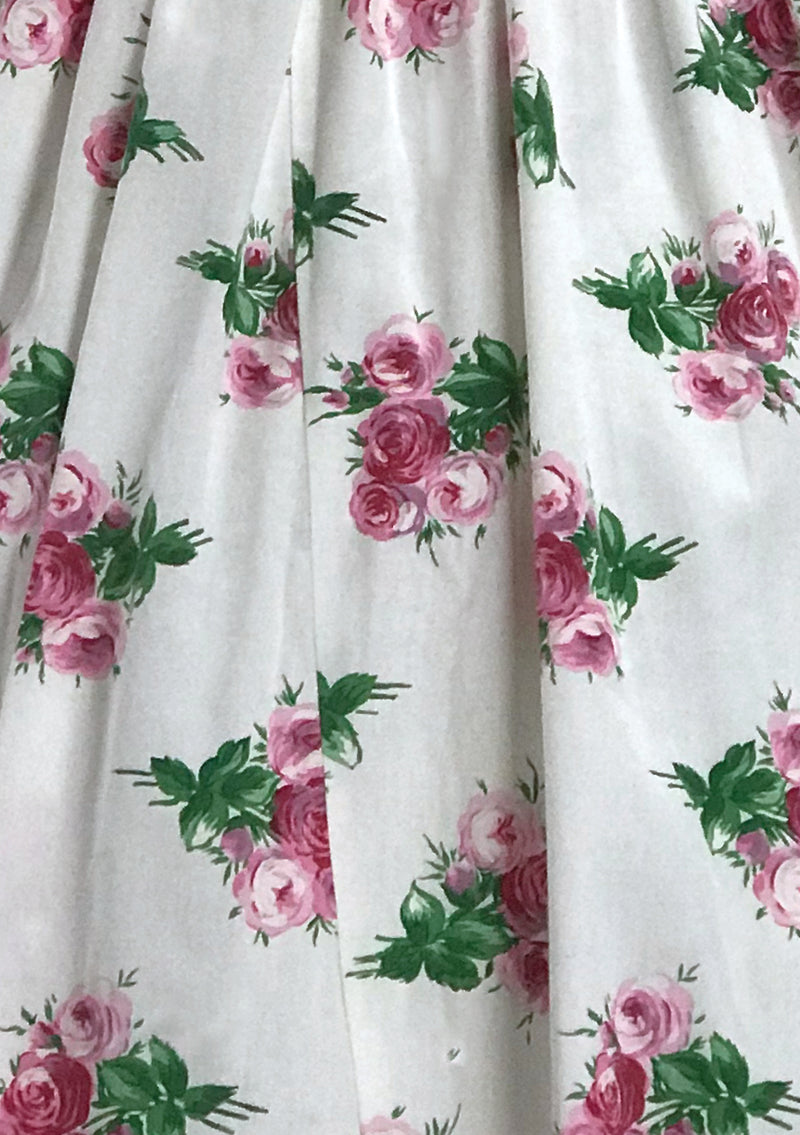 1950s Pink Cabbage Roses on White Cotton Dress- New! (RESERVED)