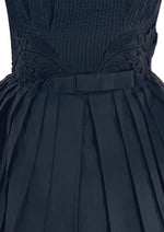 1950s Inky Black Cotton Dress- New!