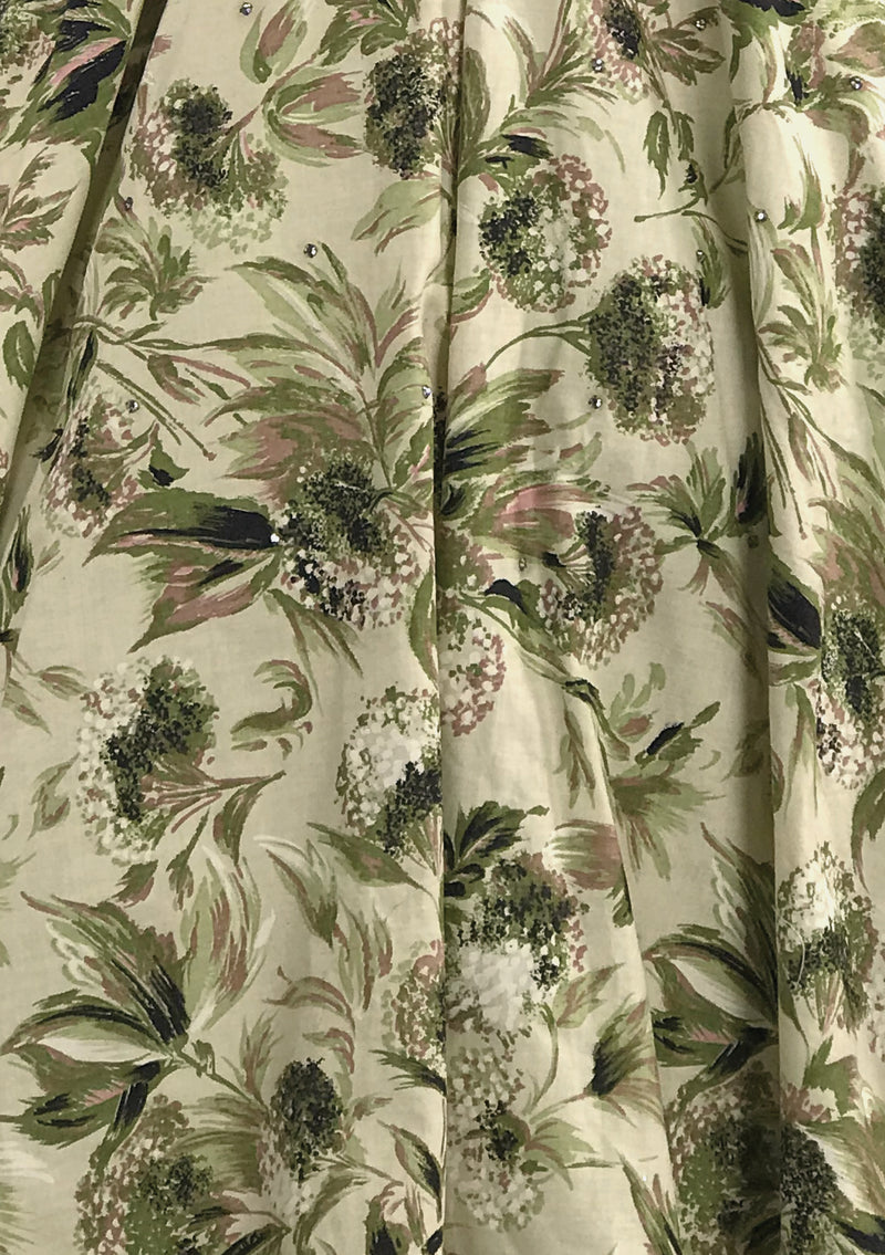 Vintage 1950s Cross-Over Neckline Floral Dress - New!