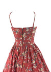 Vintage 1950s Watermelon Pink Floral Cotton Dress- New!