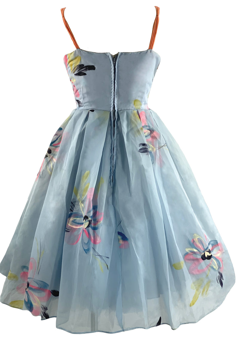 Late 1950s Early 1960s Hand Painted Party Dress Ensemble- New!