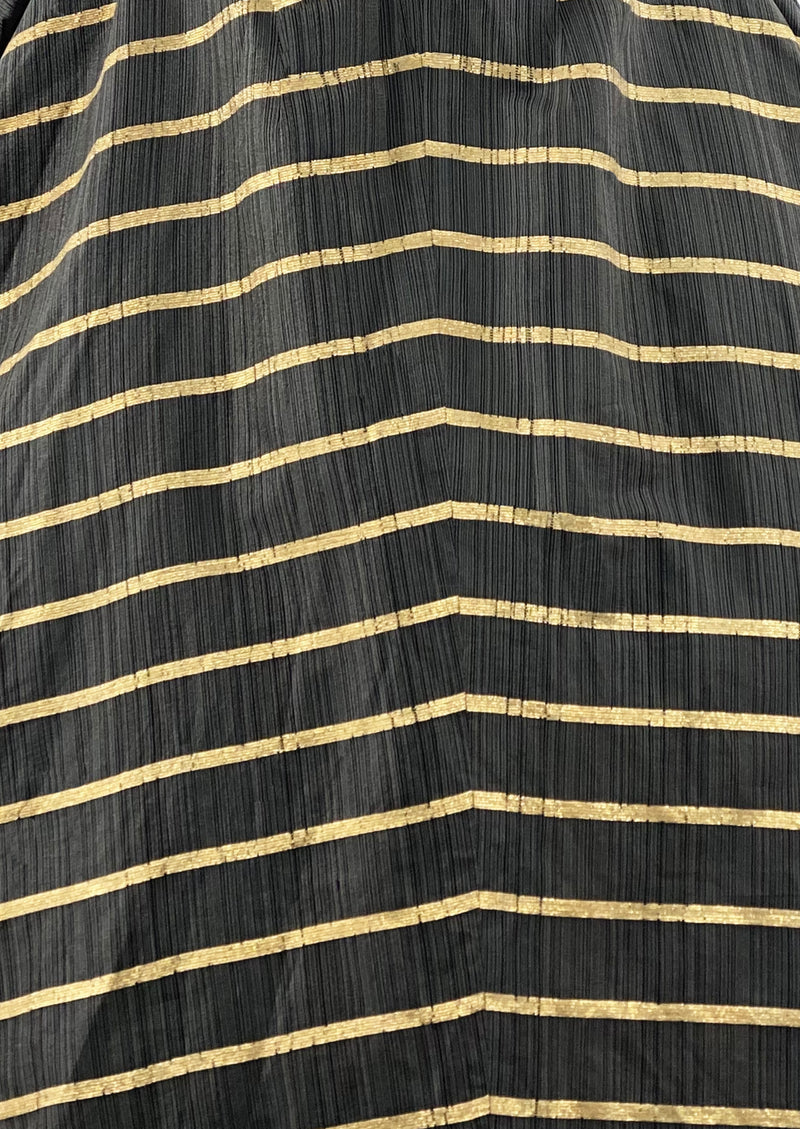 Late 1950s Designer Charcoal and Gold Stripe Cocktail Dress- New!