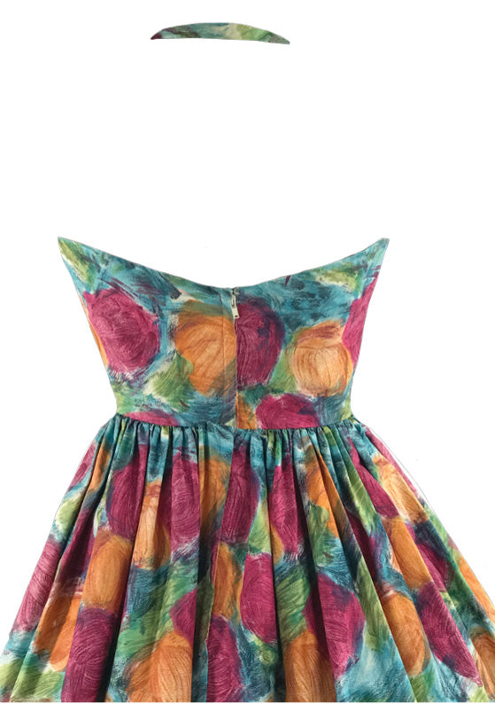 Late 1950s Floral Print Cotton Dress & Stole Ensemble - New!
