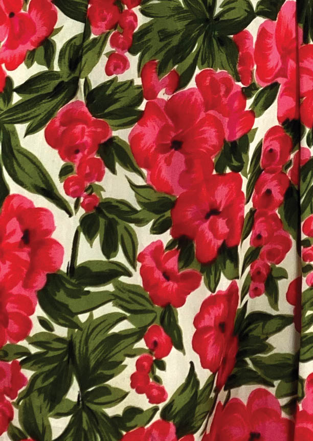 Early 1960s Quality Red Floral Silk Dress- New!