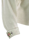 Vintage 1950s White Cropped Cardigan With Appliques- New!