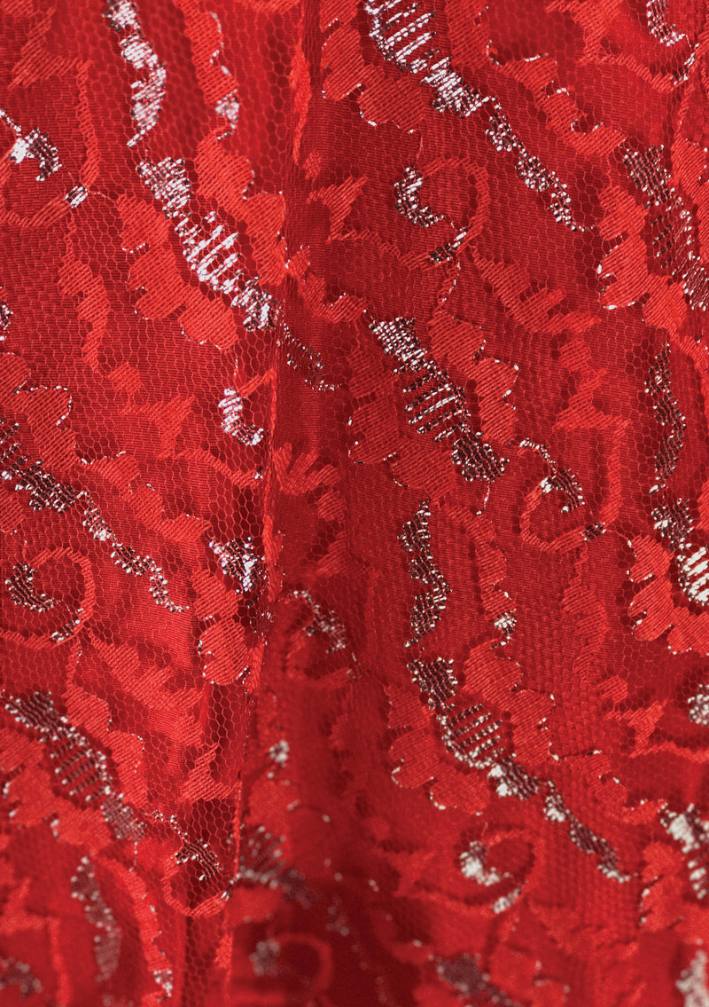 1950s Red Lace Dress with Silver Thread - New!