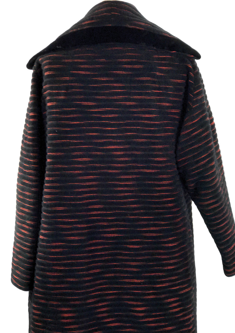 1950s Couture Lilli Ann Black and Red Wool Clutch Coat- New!