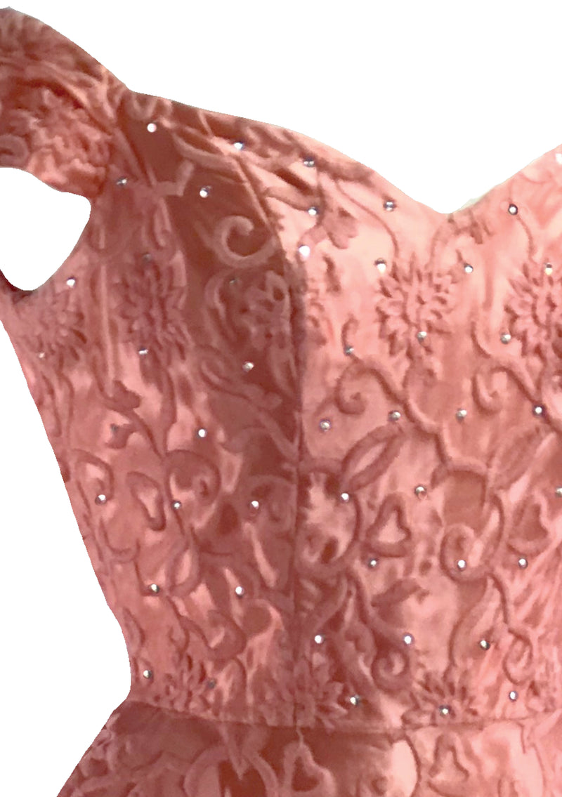 Striking 1950s Silk Satin Ceil Chapman Designer Dress- New!