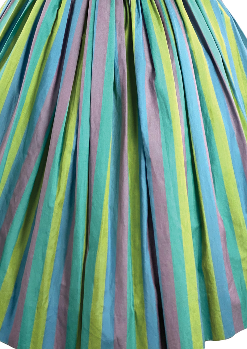 Vintage 1950s Rainbow Stripesl Cotton Dress- New!