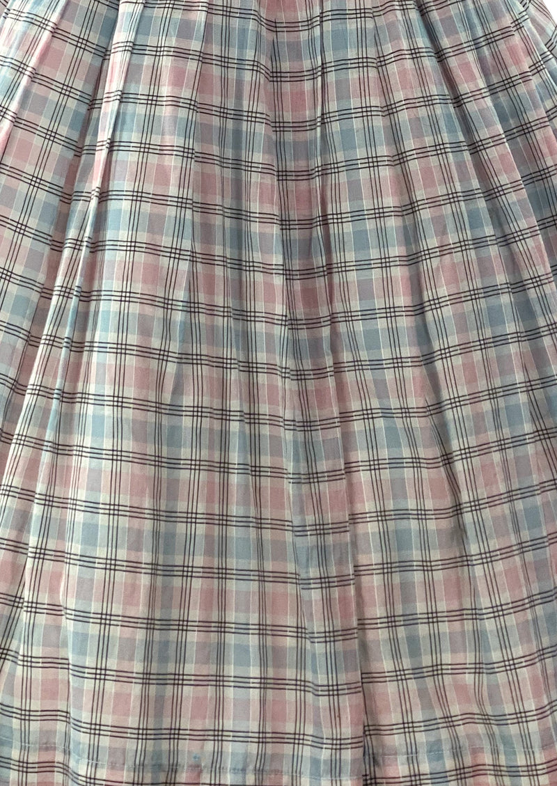 Late 1950s Early 1960s Pink & Blue Plaid Dress - New!
