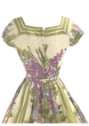 1950s Jerry Gilden Designer Lilac Border Floral Dress- New!