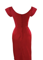 Vintage 1950s Red Silk Satin Wiggle Dress New!