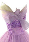 Late 1950 Early 1960s Lilac Embroidered Chiffon Party Dress - New!
