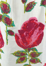 Stunning 1960s Huge Magenta Stem Roses Wiggle Dress - New!