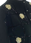 Vintage 1950s Black Cardigan with Cream Sequins- New! ON HOLD