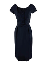 1950s Designer Navy Blue Silk Ensemble - New!