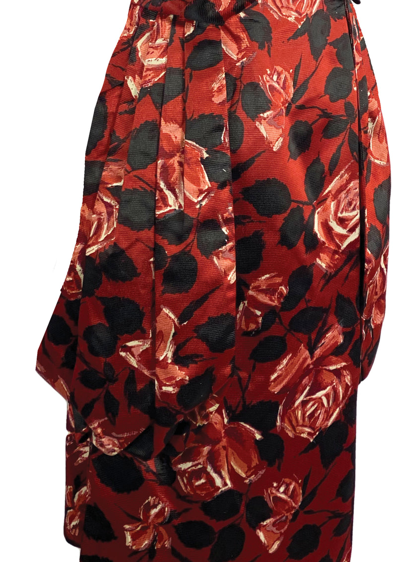 Late 1950s Designer Donarica Garnet Rose Sheath Dress- New!