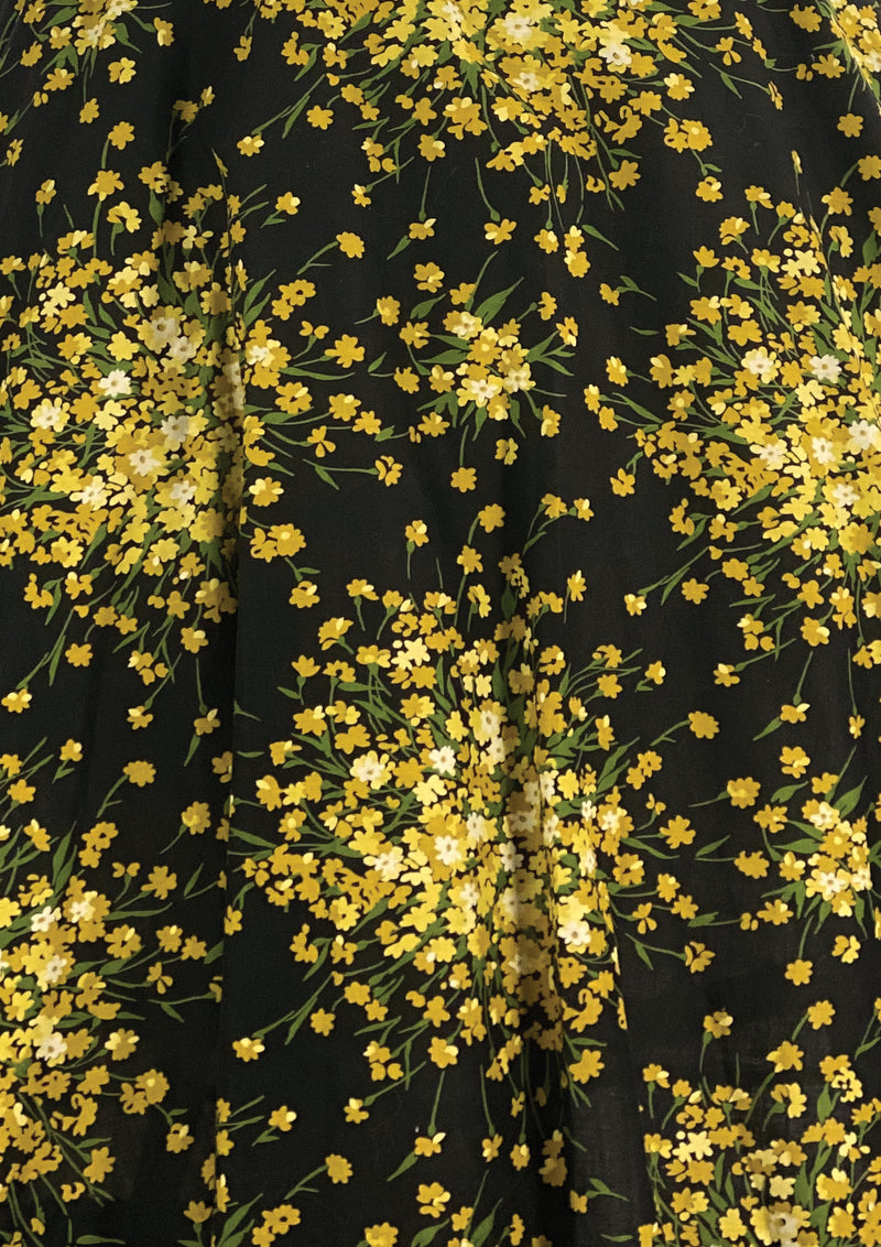 Vintage 1950s Black Cotton with Golden Sprays- New!