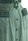 Late 1940s Early 1950s Green & Ivory Stripe Dress- New! (ON HOLD)