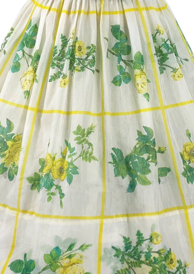 Late 1950s Early 1960s Pale Yellow Roses Sundress - New!