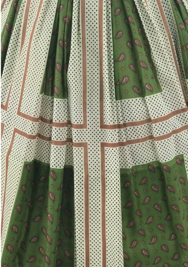 1950s Paisley Colour Block Cotton Designer Dress - New!