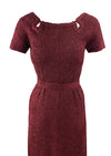 Late 1940s Merlot Ribbon Knit Dress and Jacket Ensemble - New!