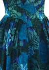 Late 1950s Early 1960s Blue Roses Designer Dress- New!