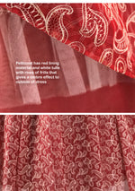 Vintage 1950s Red & White Flocked Party Dress - New!