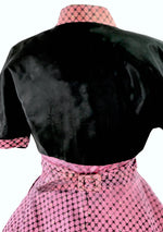 1950's Purple & Black Flocked Party Dress Ensemble - New!