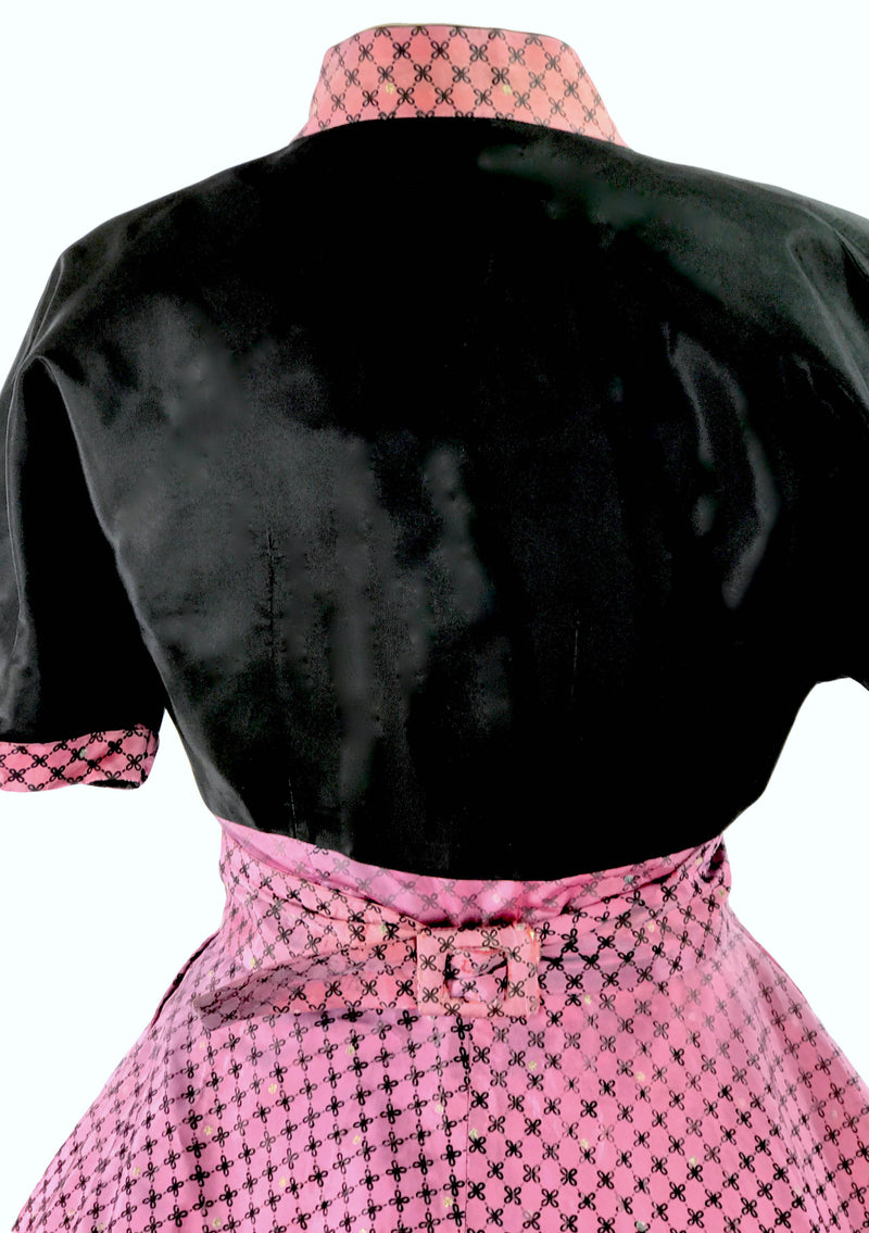 1950's Purple & Black Flocked Party Dress Ensemble - New!