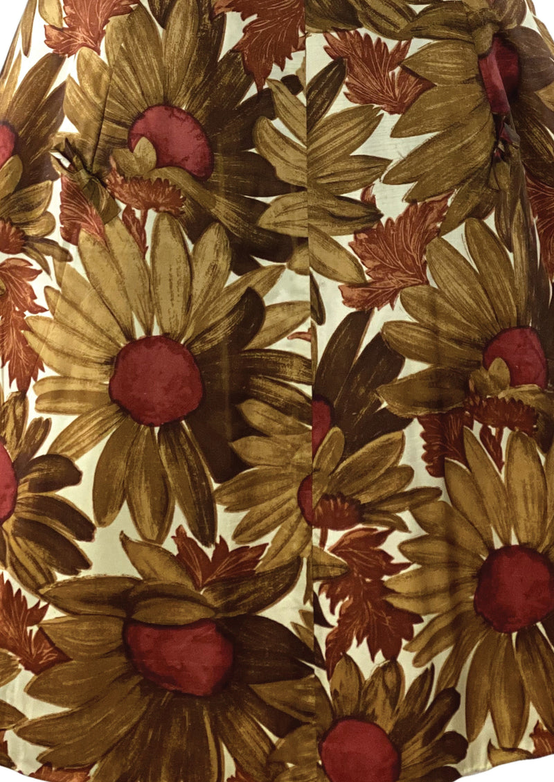 Early 1960s Designer Sunflower Silk Blend Cocktail Dress - New!(