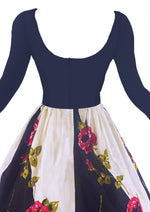 Vintage Early 1960s Crimson Roses Silk Dress- NEW!