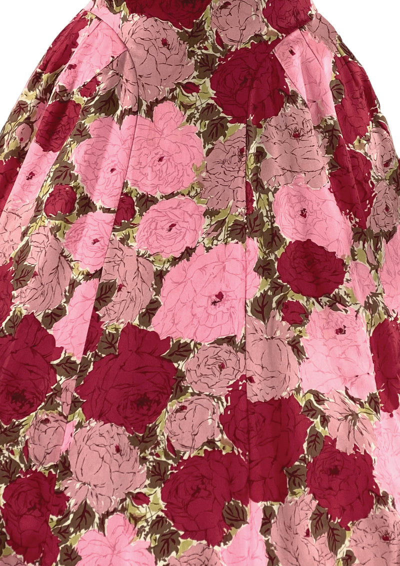 Stunning 1950s Silk Rose Print Dress- New!