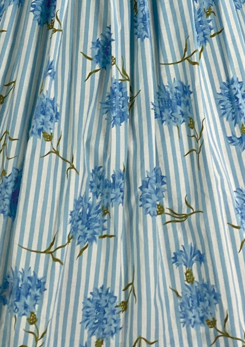 Early 1960s Blue Carnations Cotton Sundress- New!