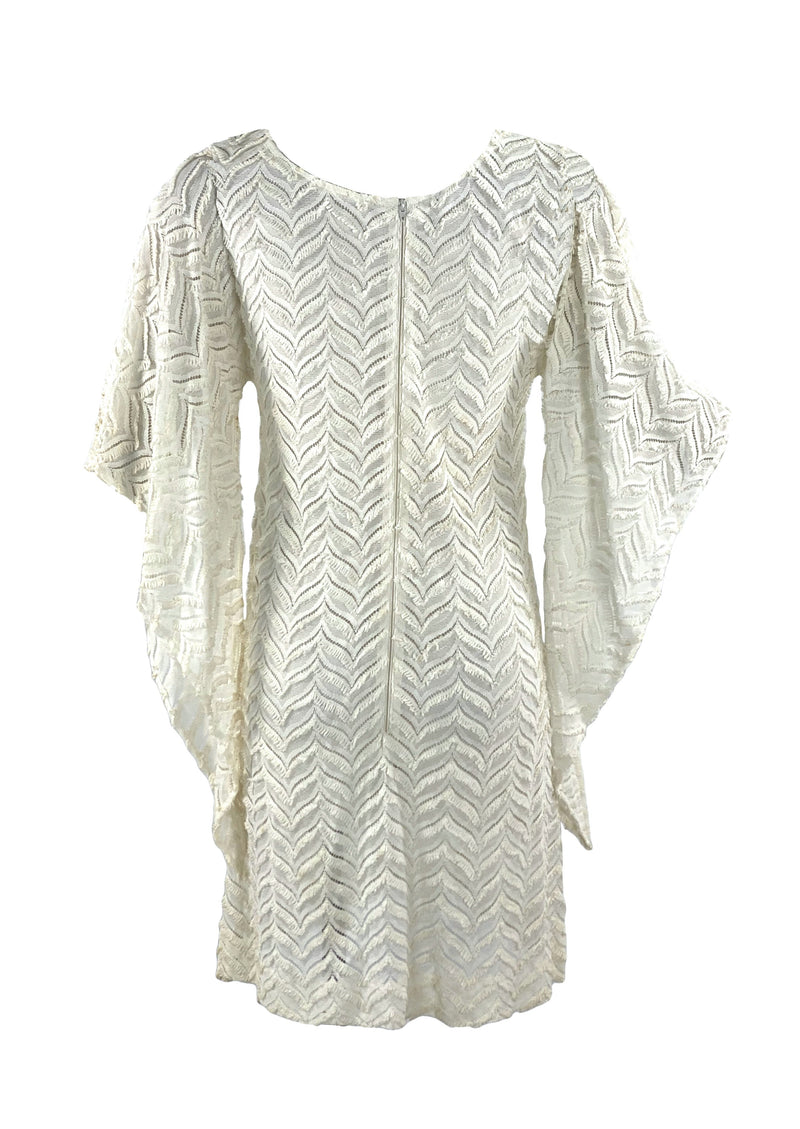 Vintage 1970s White Angel Wing Sleeve Dress - NEW!