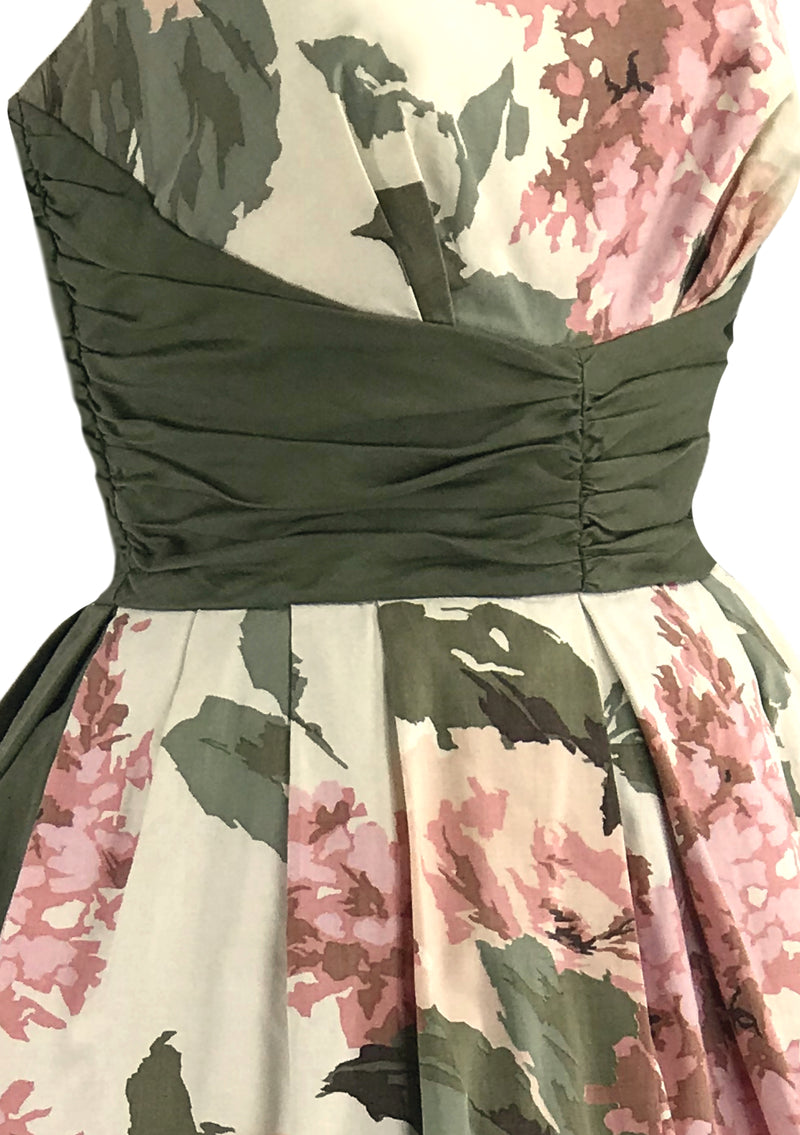 Stunning 1950s Roses & Lilacs Cotton Dress- New!