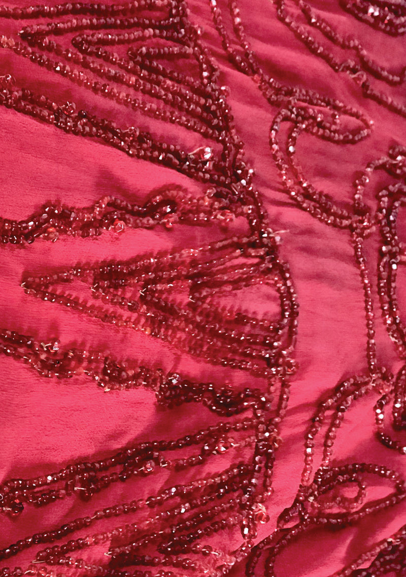 Vintage 1920s Red Beaded Chiffon Party Dress - New! (ON HOLD)