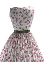 1950s Gilden Pink Rose Print Cotton Dress- New!