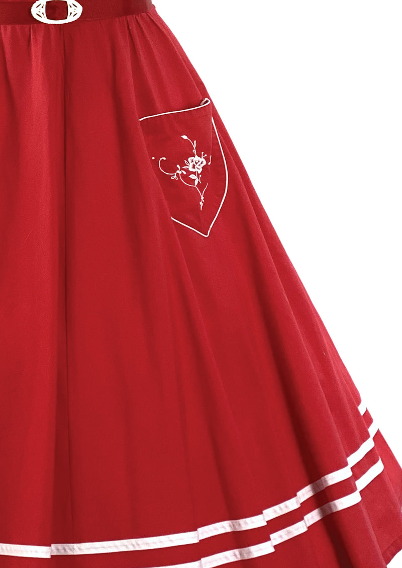 Vintage Nautical 1970s Red Cotton Sundress - New!