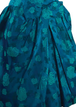1950s Designer Frank Usher Teal Floral Brocade Cocktail Dress- New!