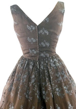 1950s Chocolate Embroidered Organza Party Dress  - New!
