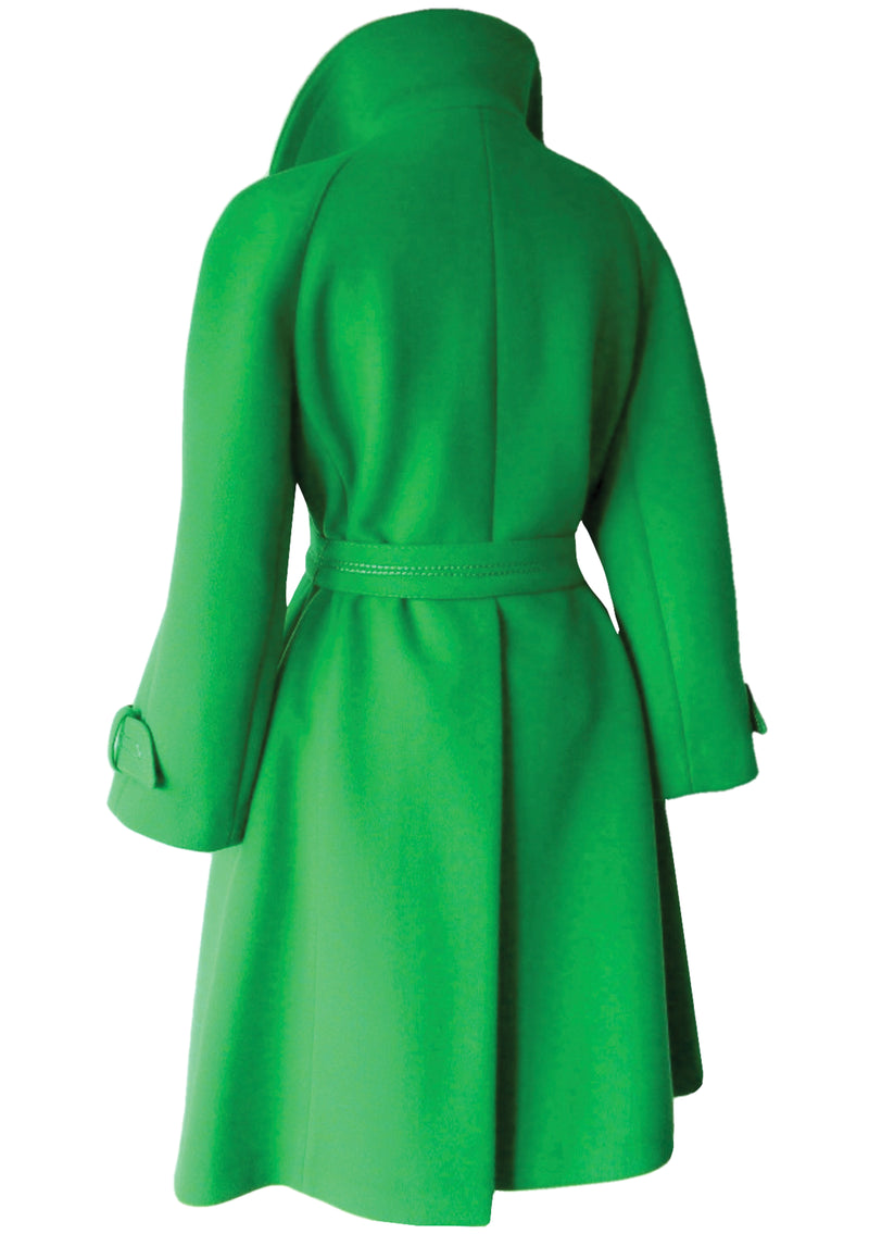 Iconic Late 1960s Apple Green Couture Space Age Coat - New!