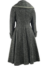 Vintage 1940s Charcoal Flecked Wool Princess Coat  New!