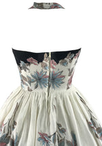 Vintage 1950s Floral Halter Border Print Dress- New!