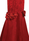 1950s Red Taffeta 3D Appliqué Gown- New!