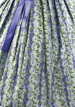 Glorious 1950s Blue Rose Print Cotton Dress - New!