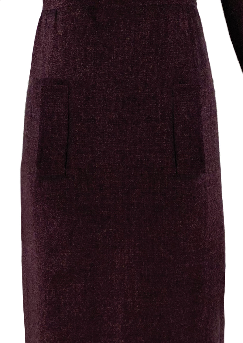 Vintage 1960s Merlot Coloured Flecked Wool Dress- New!