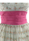 Vintage 1950s Pink Rosebud Flocked Party Dress - New!