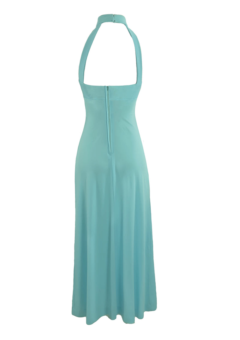 Vintage 1970s Blue Hooded Maxi Dress Ensemble - NEW!