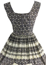 Vintage 1950s Black & White Print Cotton Dress- NEW!